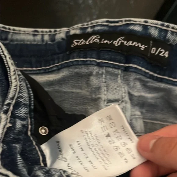 Blue Boot Cut Jeans with Vintage Wash - Picture 2 of 5